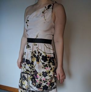 One Shoulder Flower Print Dress